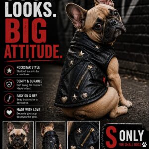 Stylish Black Faux Leather Dog Vest