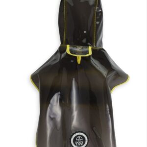 Dog Raincoat - Black with Yellow Stripes